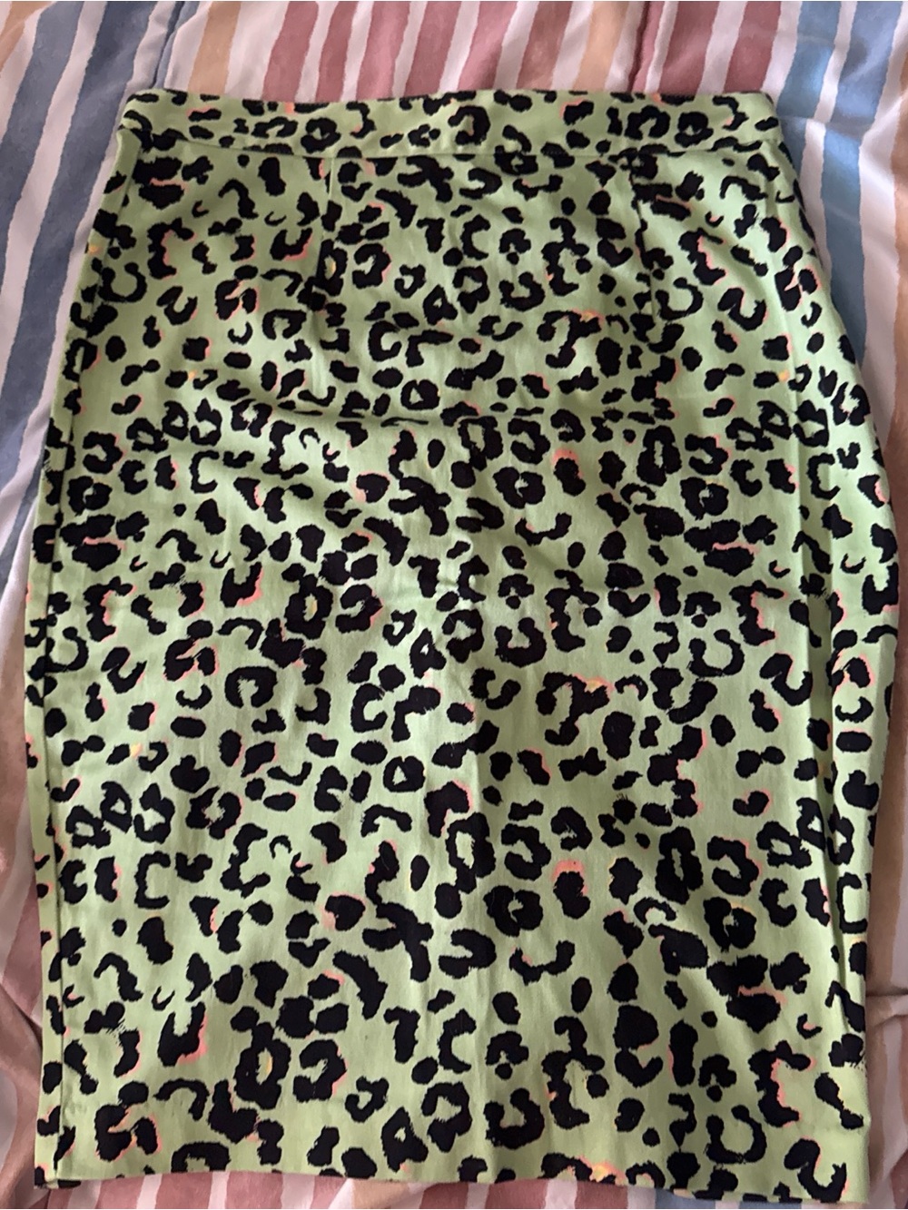 Forever 21 Lime Green Leopard Print Pencil Skirt